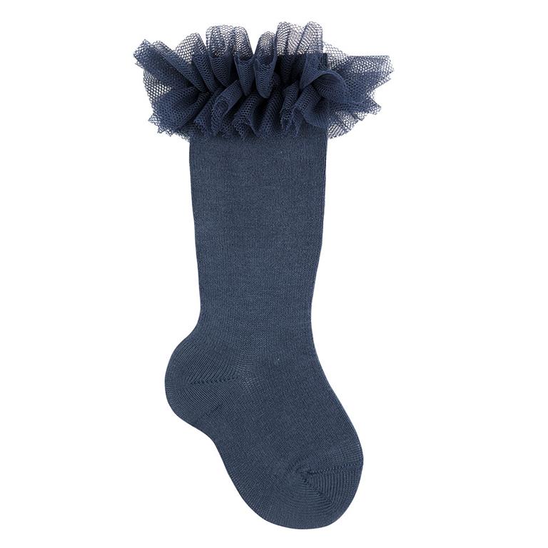 Calze Condor lunghe a maglia rasata con tulle arricciato