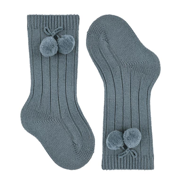 Calze lunghe Condor a coste in caldo cotone e pompon