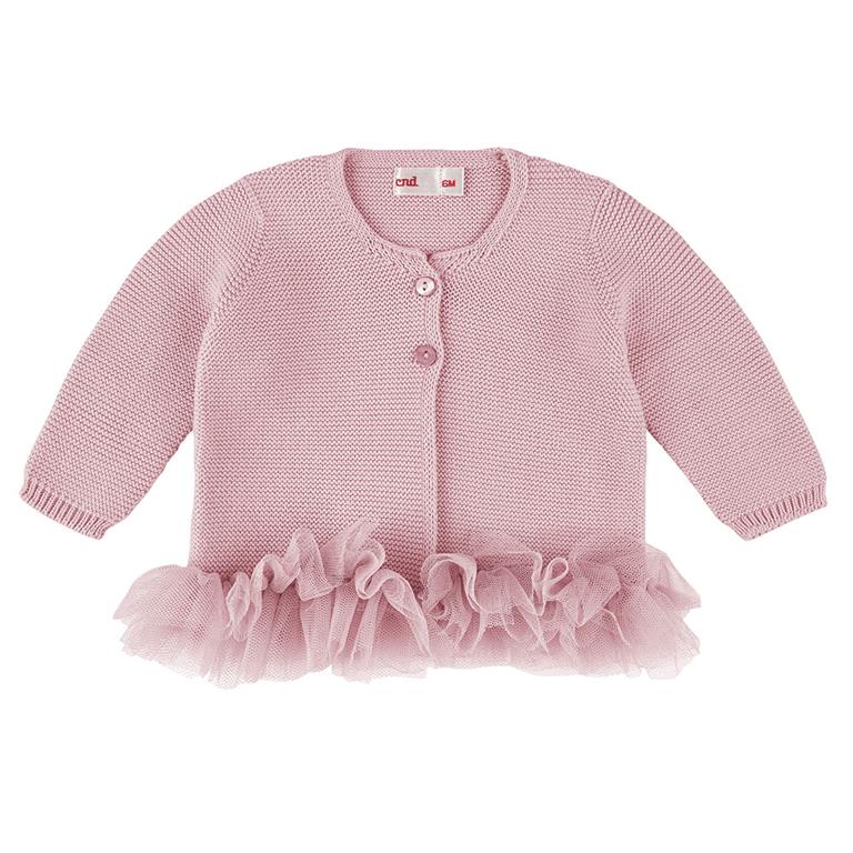 Cardigan Condor punto legaccio con tulle nella cintura