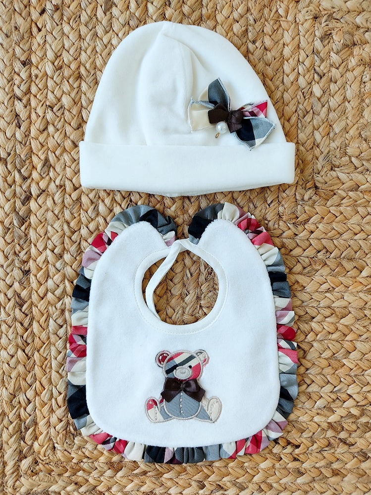 Cappellino + Bavetta in ciniglia La Sartoria Dei Piccoli