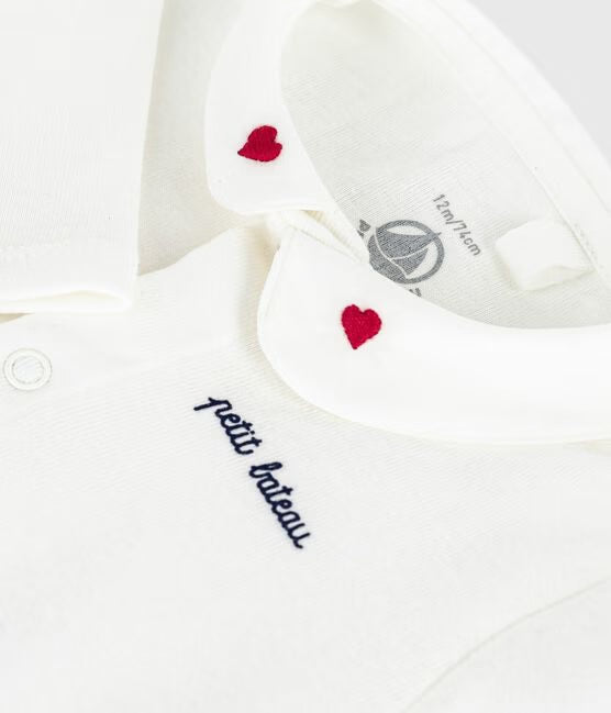 Body con colletto ricamato Petit Bateau