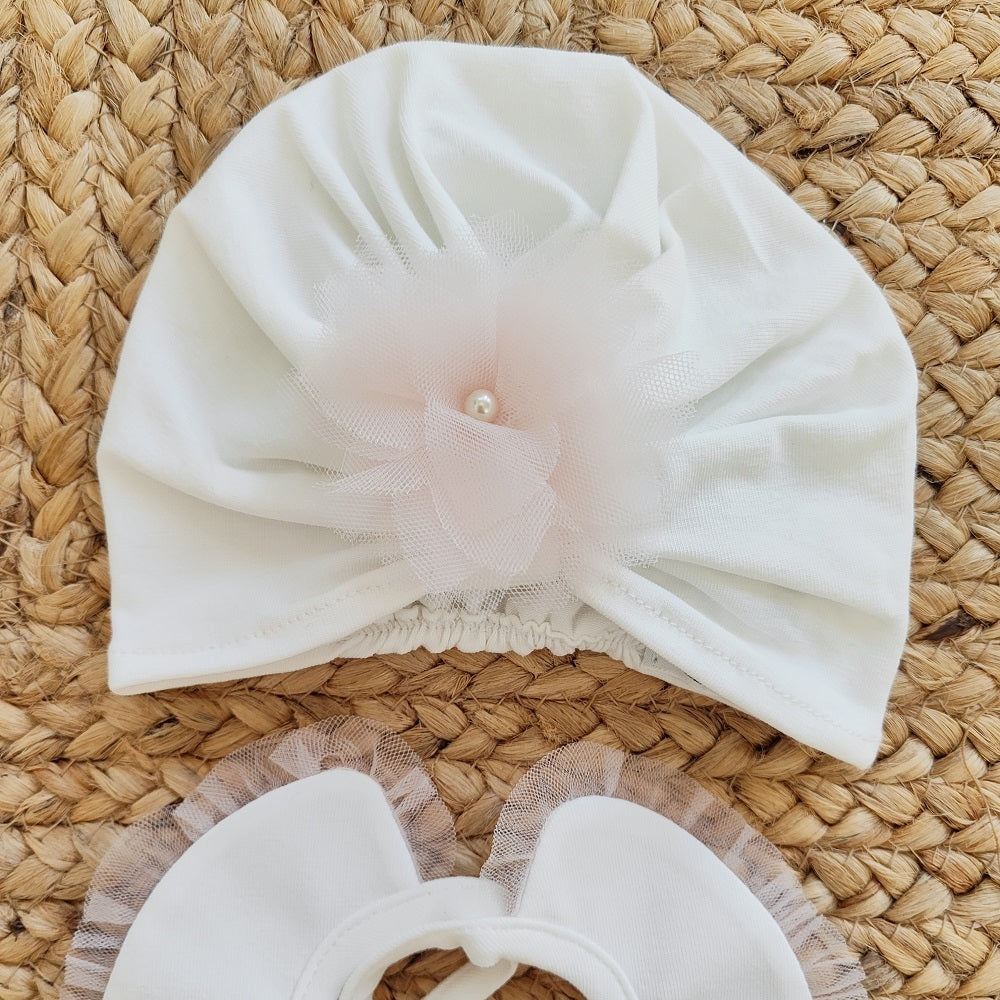 Set Bavetta + Cappellino in cotone La Sartoria Dei Piccoli