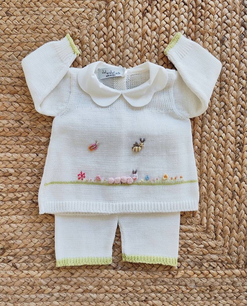 Completo+ bavetta + cappellino + scarpette in filo di cotone Jolie Juliet