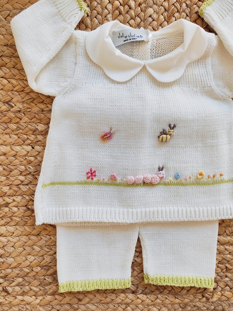 Completo+ bavetta + cappellino + scarpette in filo di cotone Jolie Juliet