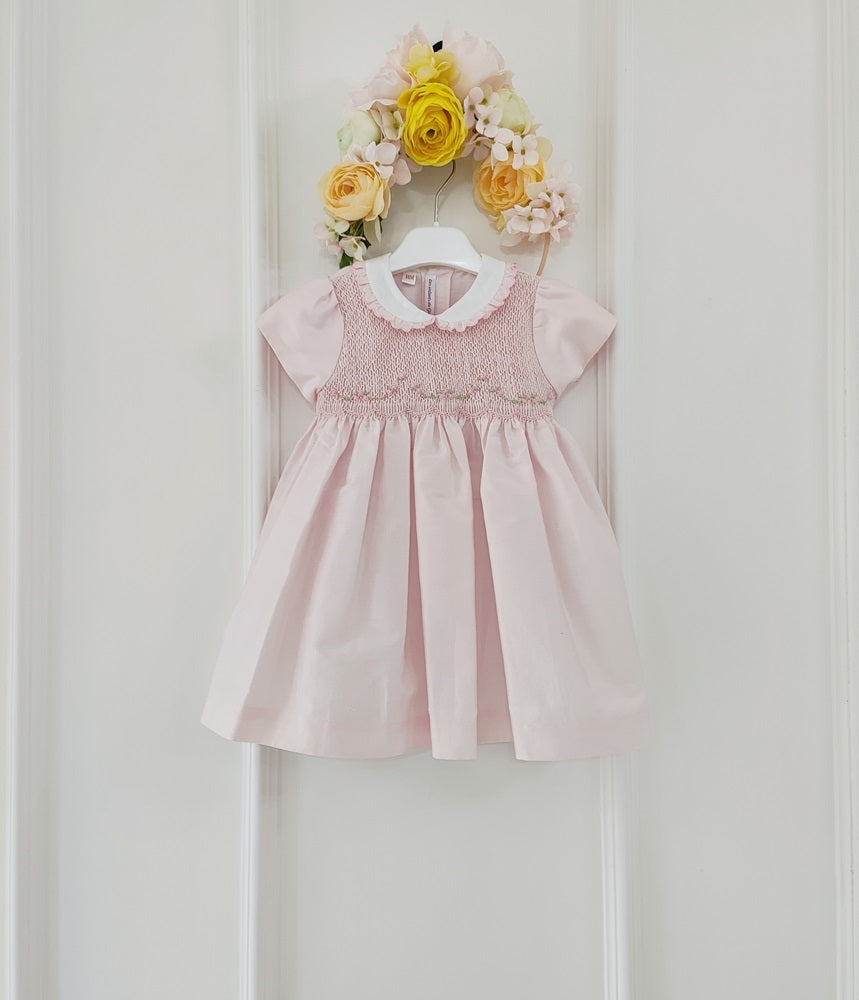 Abito in taffetà e punto smock a mano Les Enfants De Gisele