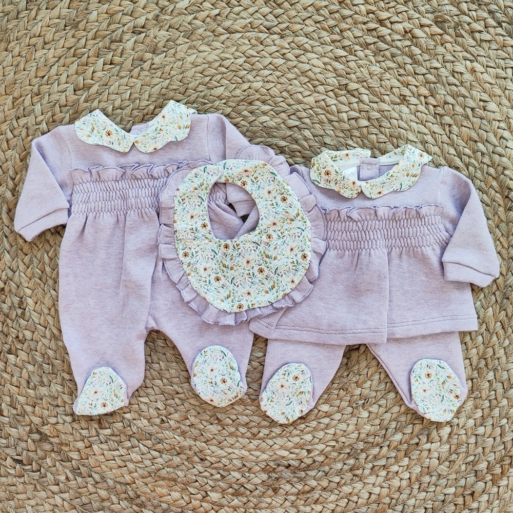 Tutina - Completino e Bavetta in cotone caldo Baby Vip