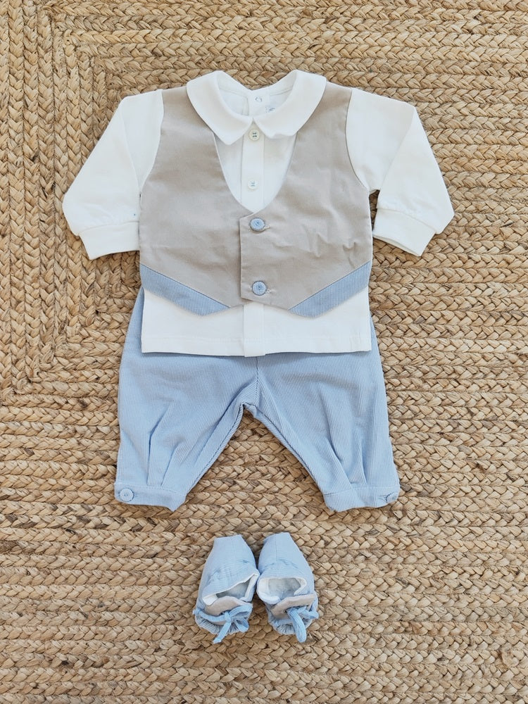 Completo in caldo cotone e velluto millerighe La Sartoria Dei Piccoli