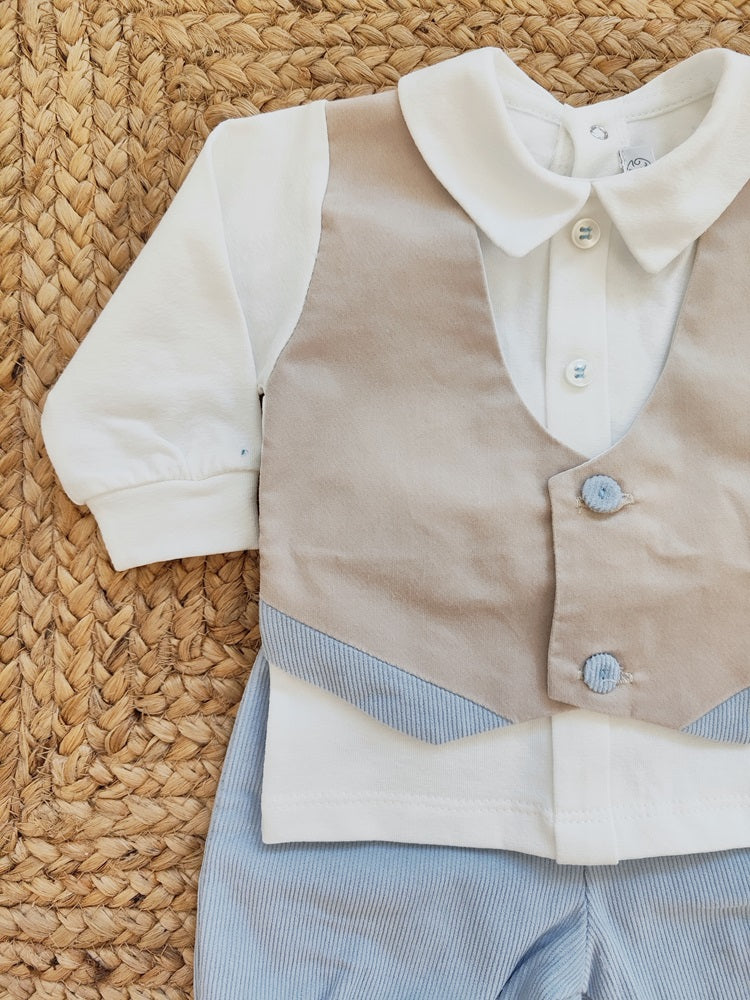 Completo in caldo cotone e velluto millerighe La Sartoria Dei Piccoli