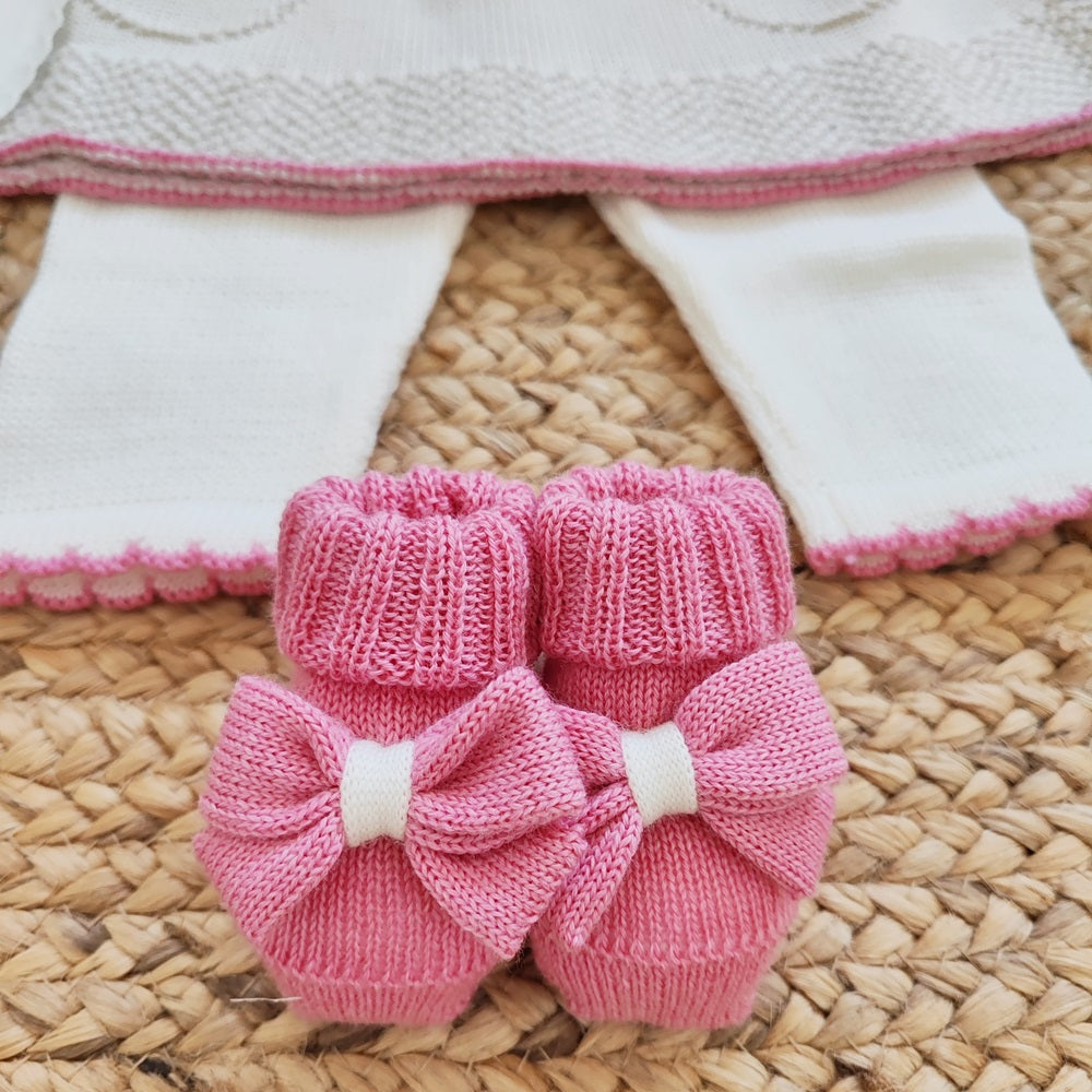 Completino in lana + Cappellino + Bavetta + Scarpette Aurora