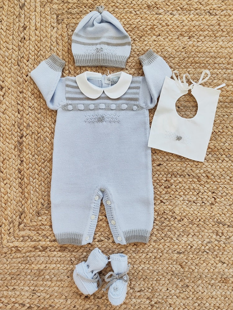 Tutina in lana merino + Bavetta + Cappellino + Scarpine Jolie Juliet