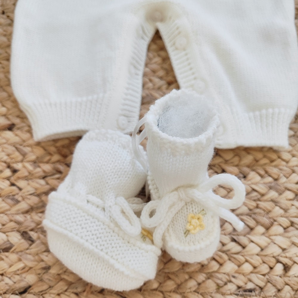 Tutina in lana merino + Bavetta + Cappellino + Scarpine Jolie Juliet