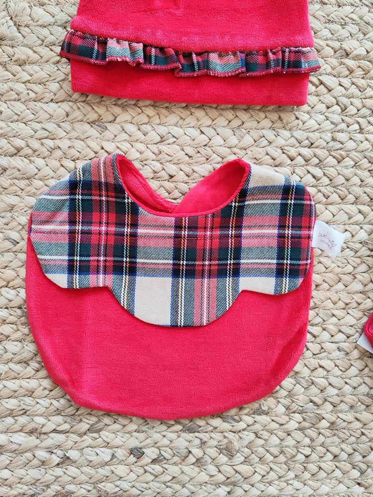 Cappello in ciniglia / Bavetta / Calzini natalizi Baby  Vip