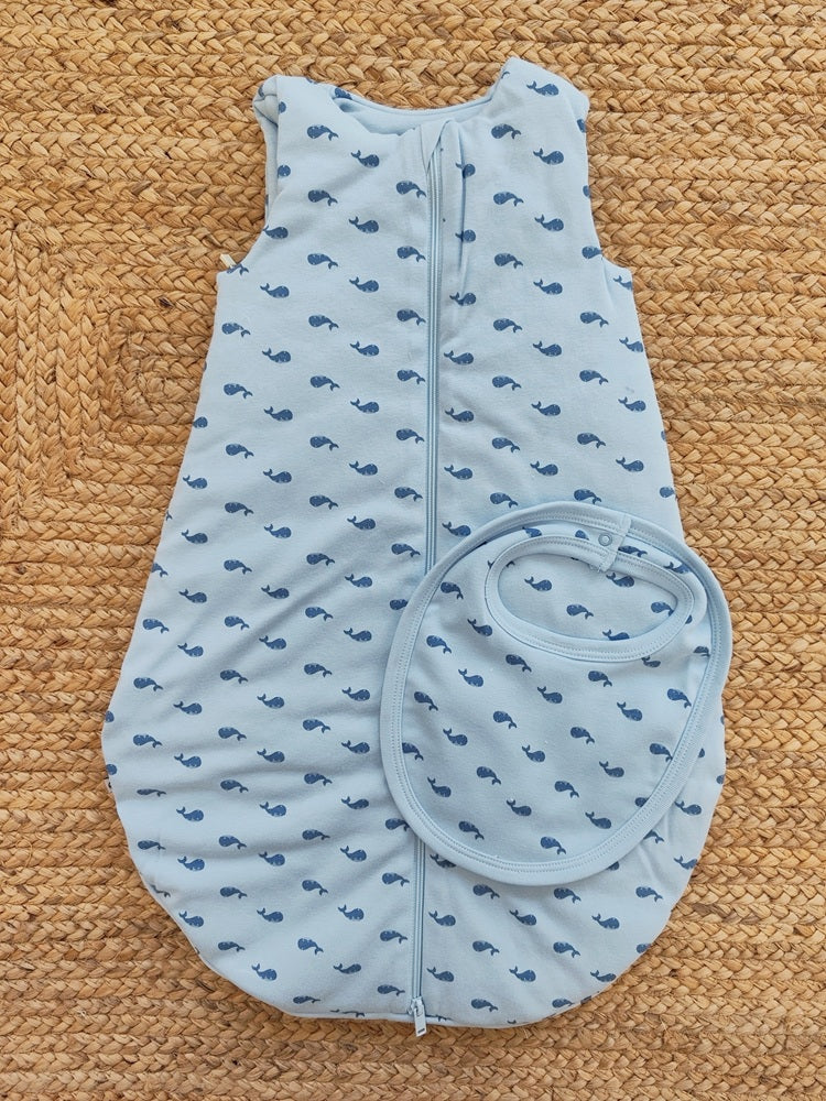 Sacco nanna neonato in cotone + Bavaglino Petit Bateau