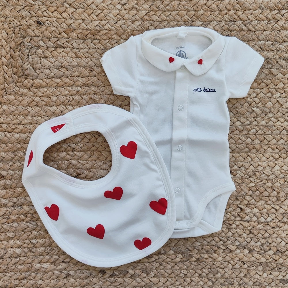 Body + Bavaglino cuori Petit Bateau
