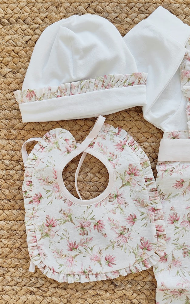 Tutina \ Completo 2 pz \ Set Bavetta + Cappellino in cotone La Sartoria Dei Piccoli