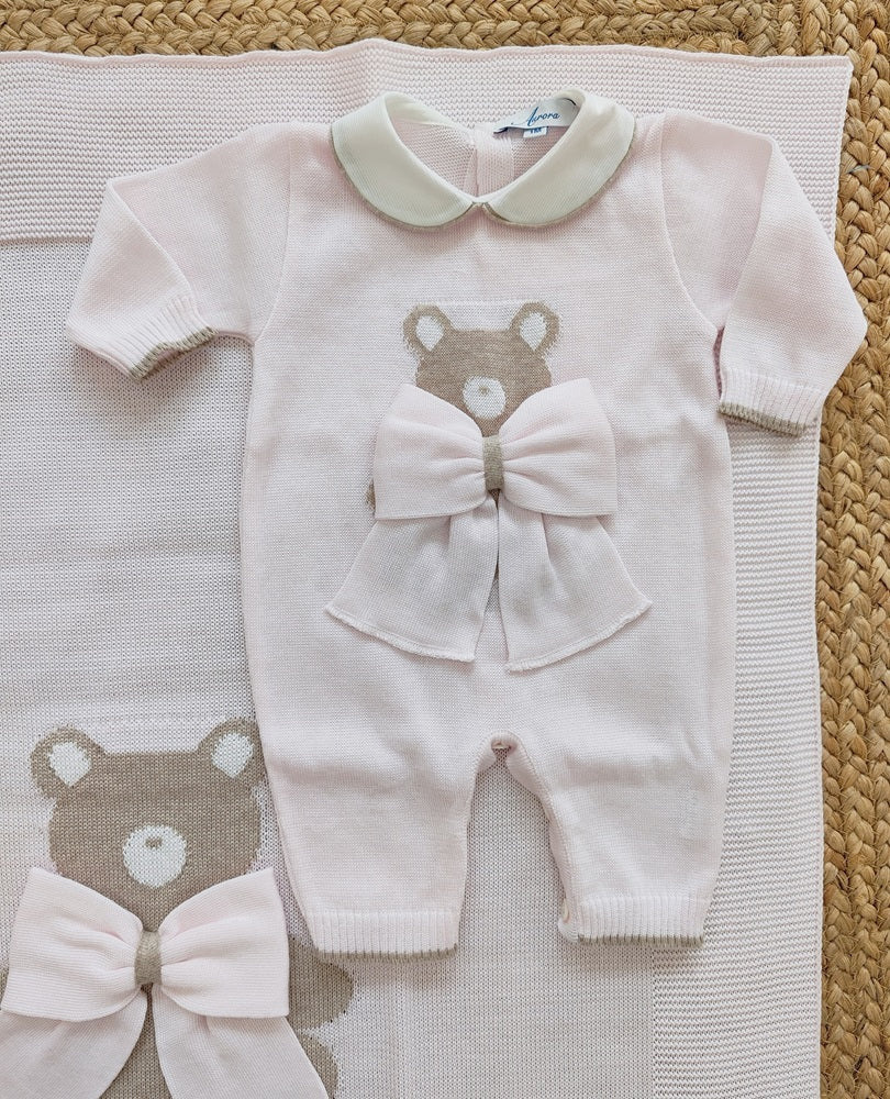 Set Tutina, Bavetta, Scarpine, Cappello \ Lenzuolino \ Coperta  in filo Aurora