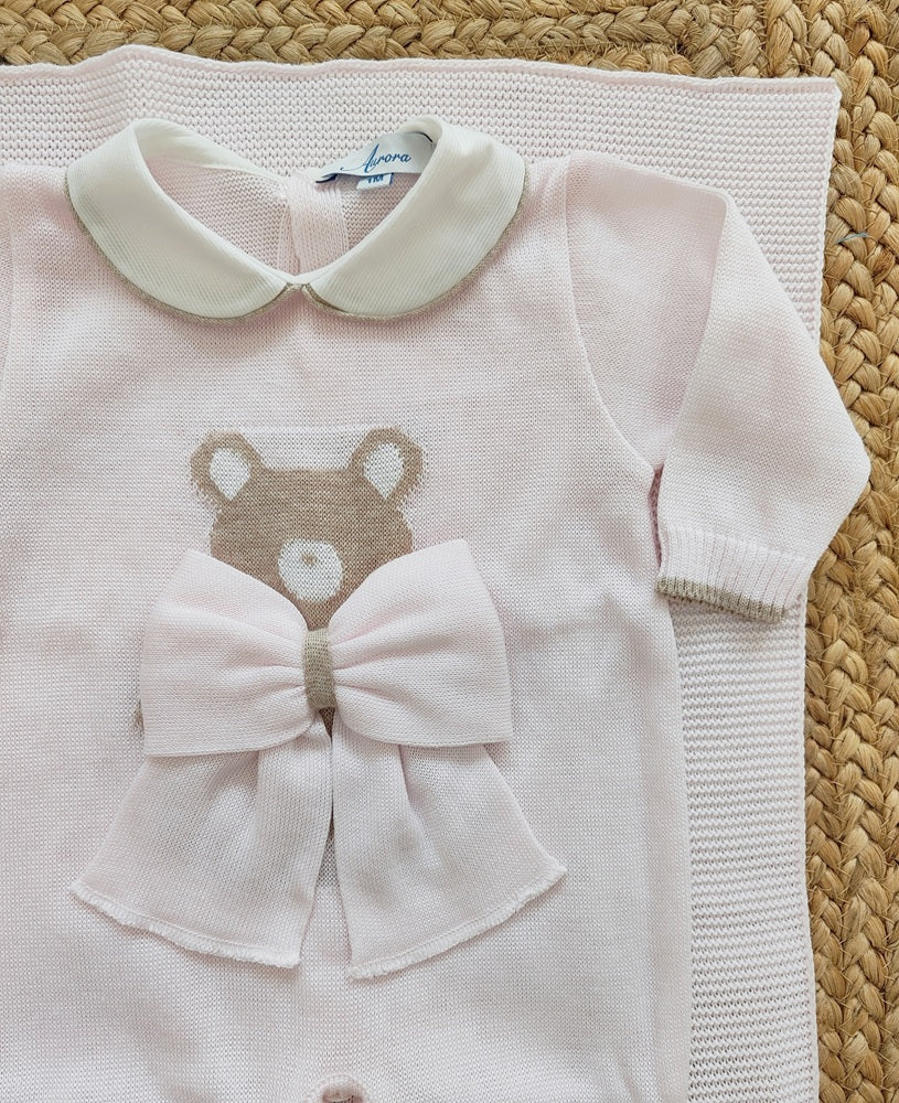 Set Tutina, Bavetta, Scarpine, Cappello \ Lenzuolino \ Coperta  in filo Aurora