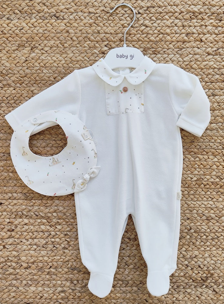 Tutina in ciniglia + Bavetta Baby Gi