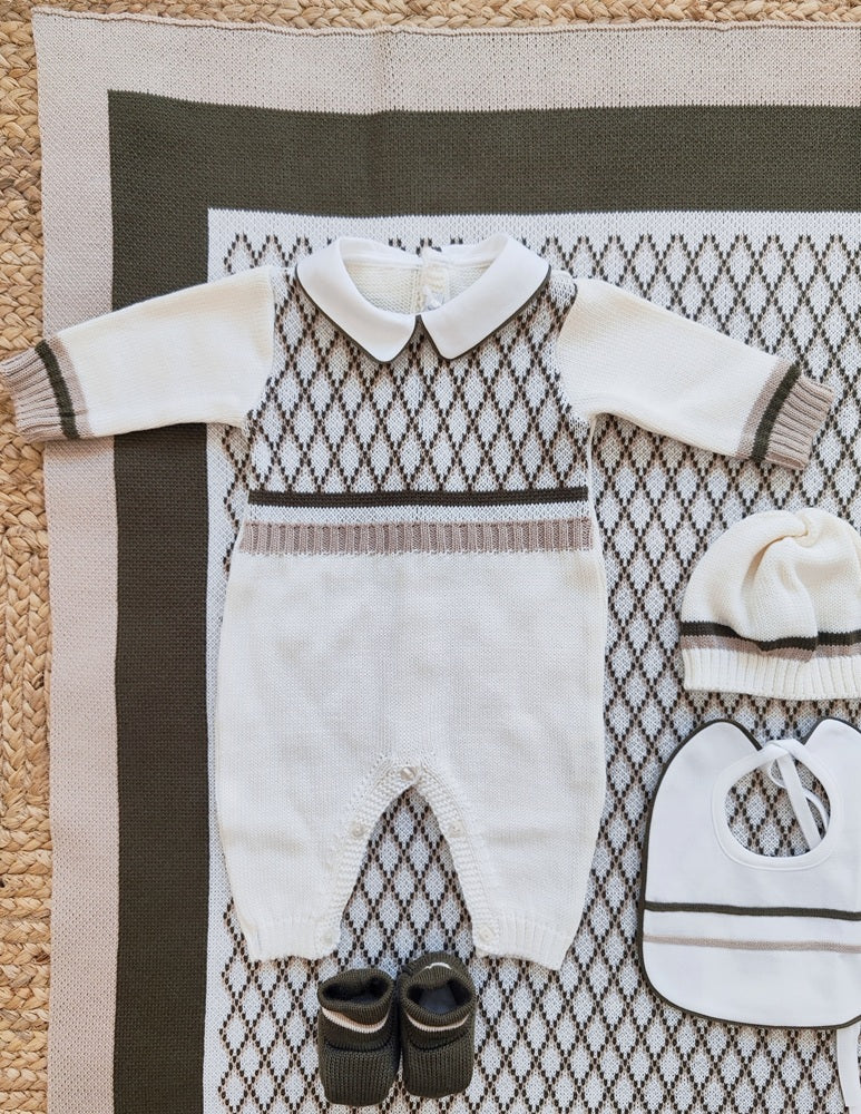 Set Tutina, Bavetta, Cappellino, Scarpine + Lenzuolino, Copertina  La Sartoria dei Piccoli