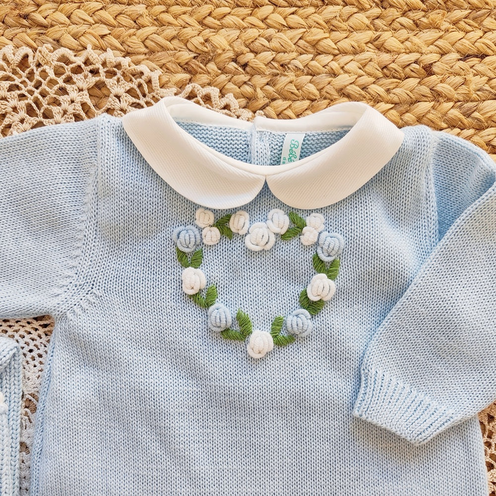 Tutina + scarpine + copertina in filo Bebè di Almy